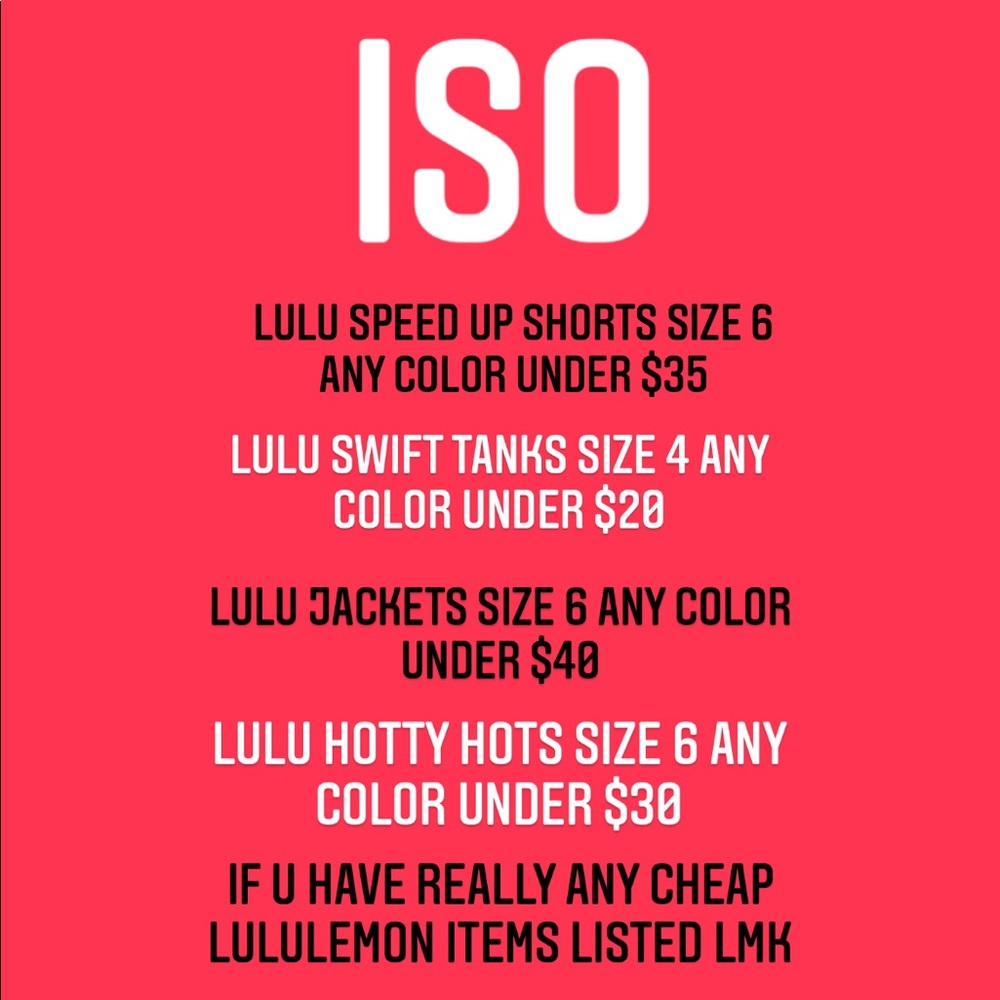 ISO LULULEMON ANYTHING